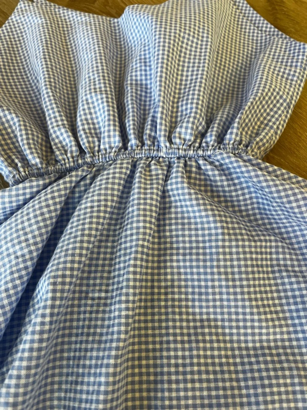 Handmade Blue Gingham Tie-Shoulder Kids Dress
